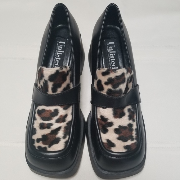 Unlisted by Kenneth Cole Shoes - UNLISTED Black Leather/Animal Print Loafer